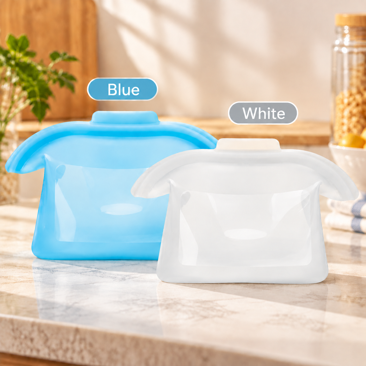 ✨ Kitchen Must-Have:🥑 Silicone Food Storage Bags - Keep Food Fresh Longer, Leak-Proof & Reusable