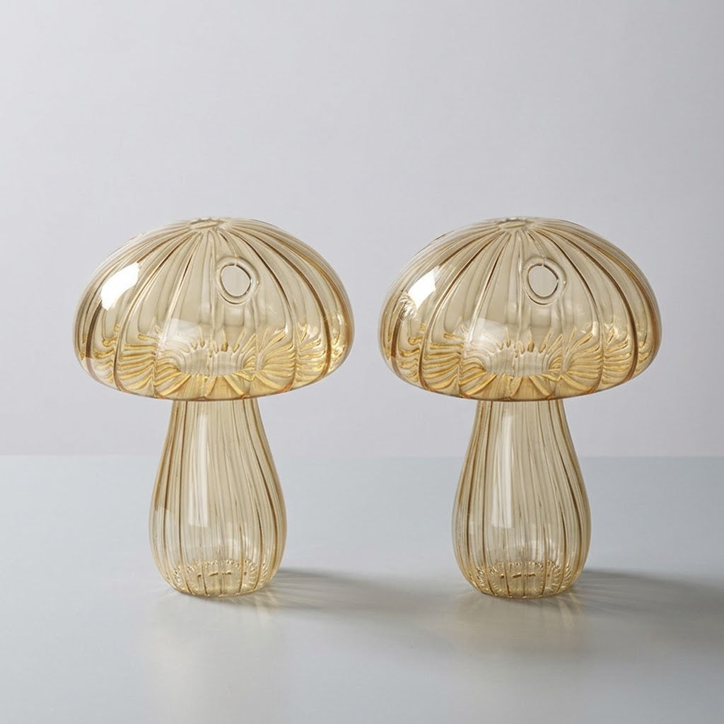 Mushroom Glass Propagation Vases, Set of 2 – Mix and Match 8 Colors, Glass Bud Vases for Cuttings and Small Flowers