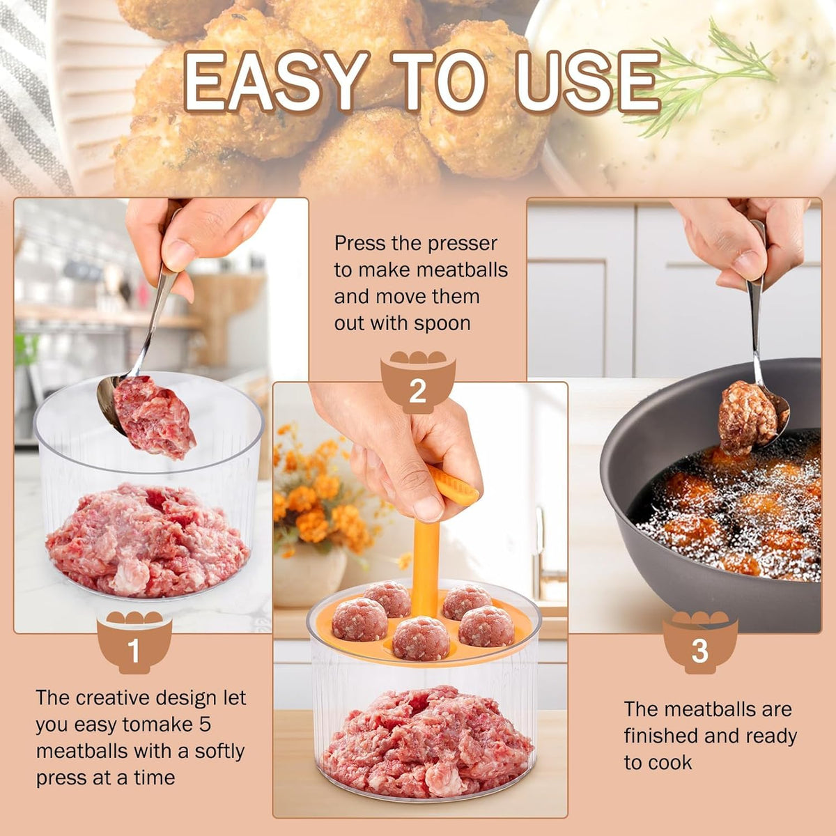 5-in-1 Meatball Maker – Make Perfect Meatballs in Seconds 🍽️