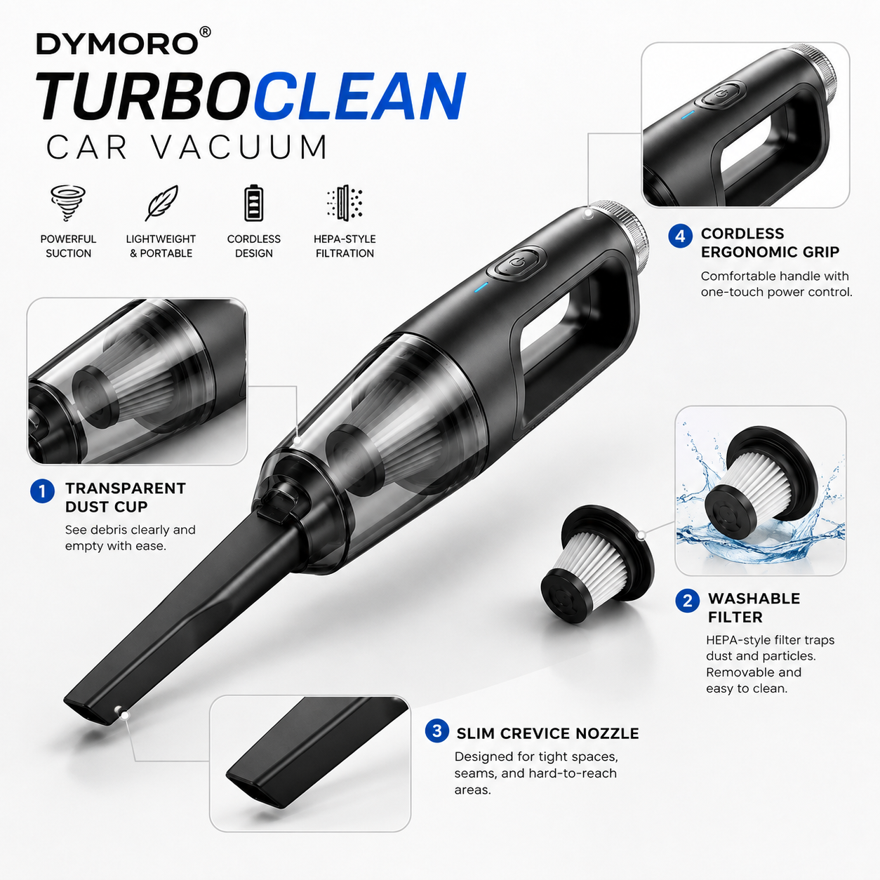 Dymoro® TurboClean Car Vacuum