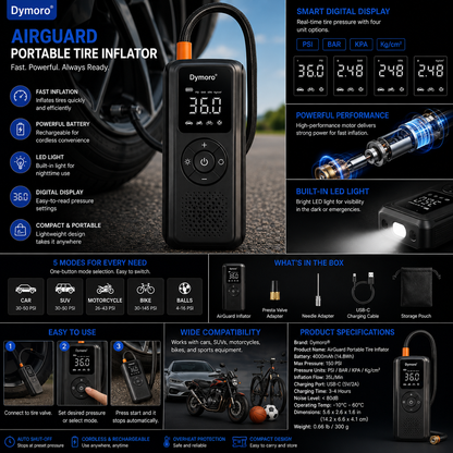 Dymoro® AirGuard Portable Tire Inflator