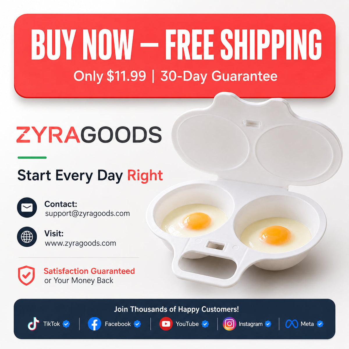 🥚🍽️Microwave Egg Poacher with Lid & Handle🥚💥