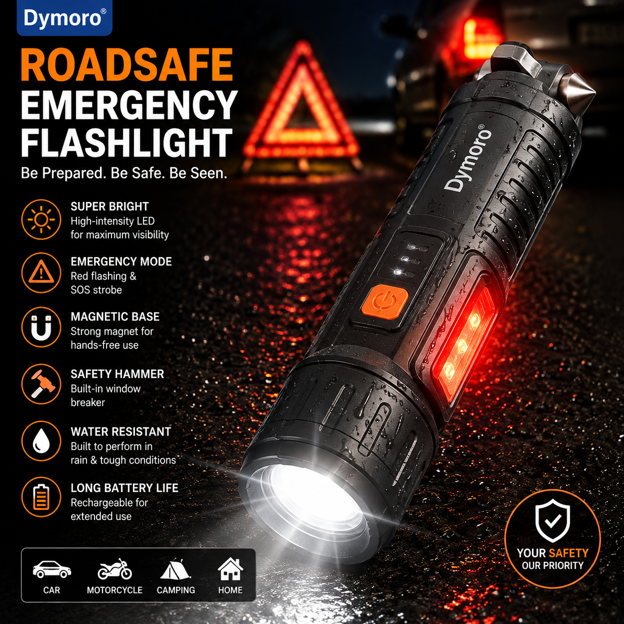 Dymoro® RoadSafe Emergency Flashlight