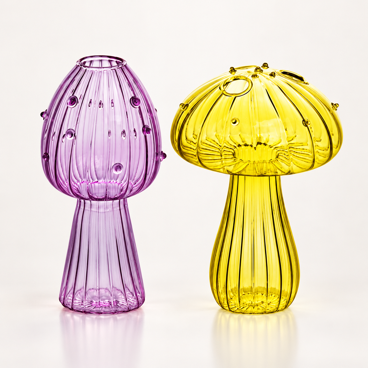 Mushroom Glass Propagation Vases, Set of 2 – Mix and Match 8 Colors, Glass Bud Vases for Cuttings and Small Flowers