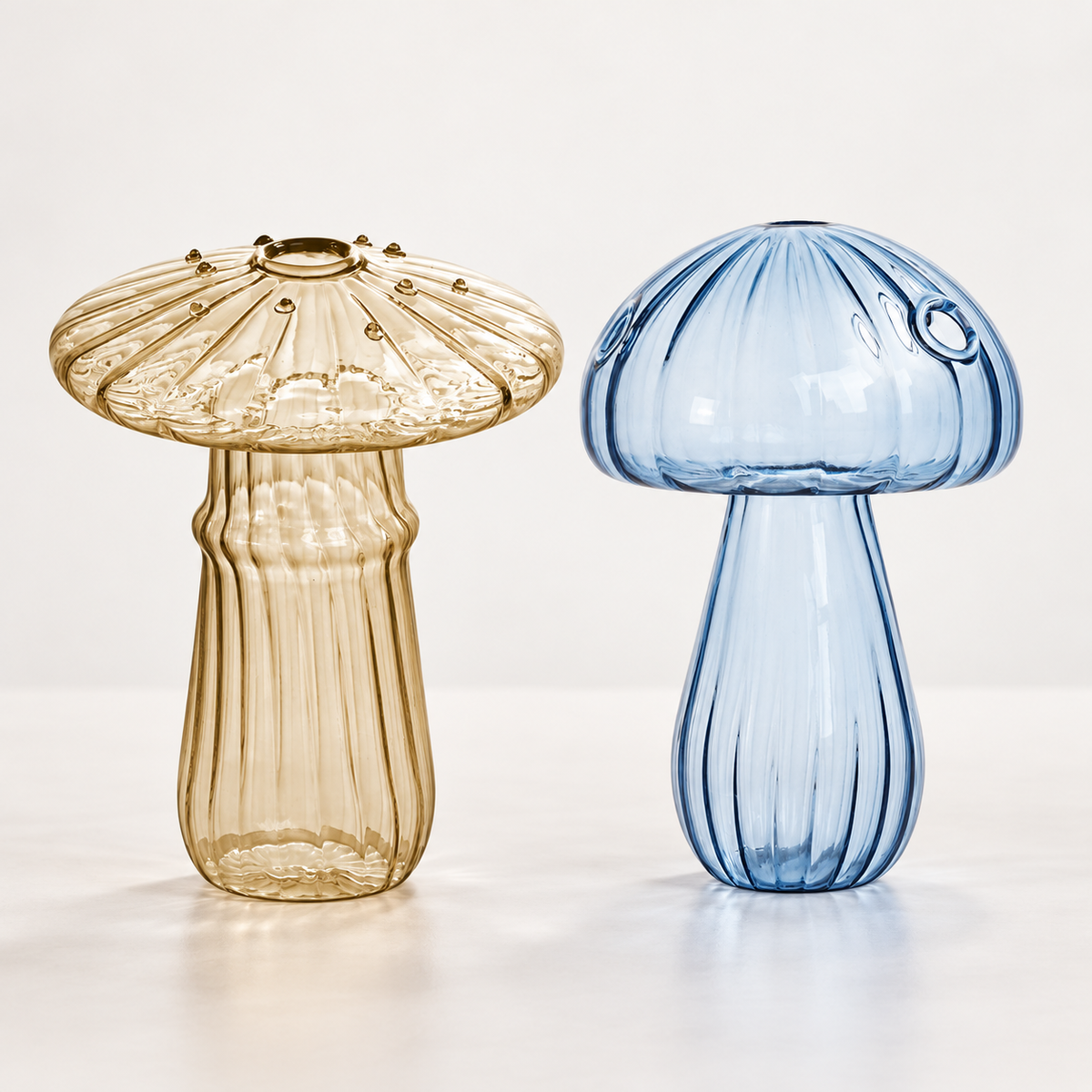 Mushroom Glass Propagation Vases, Set of 2 – Mix and Match 8 Colors, Glass Bud Vases for Cuttings and Small Flowers