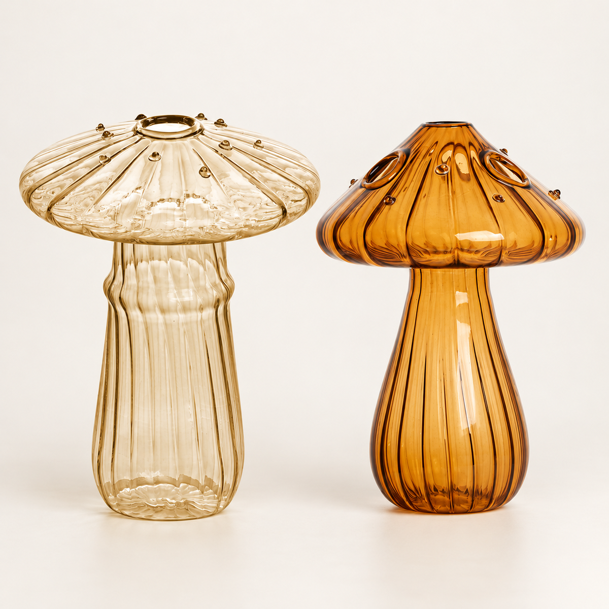 Mushroom Glass Propagation Vases, Set of 2 – Mix and Match 8 Colors, Glass Bud Vases for Cuttings and Small Flowers