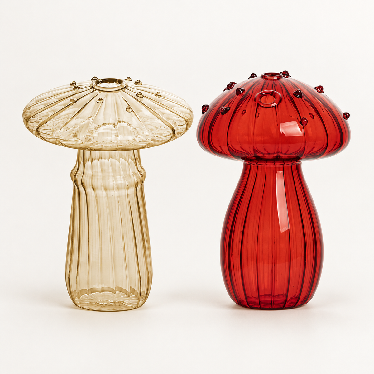 Mushroom Glass Propagation Vases, Set of 2 – Mix and Match 8 Colors, Glass Bud Vases for Cuttings and Small Flowers