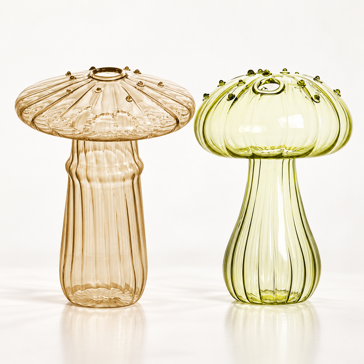 Mushroom Glass Propagation Vases, Set of 2 – Mix and Match 8 Colors, Glass Bud Vases for Cuttings and Small Flowers