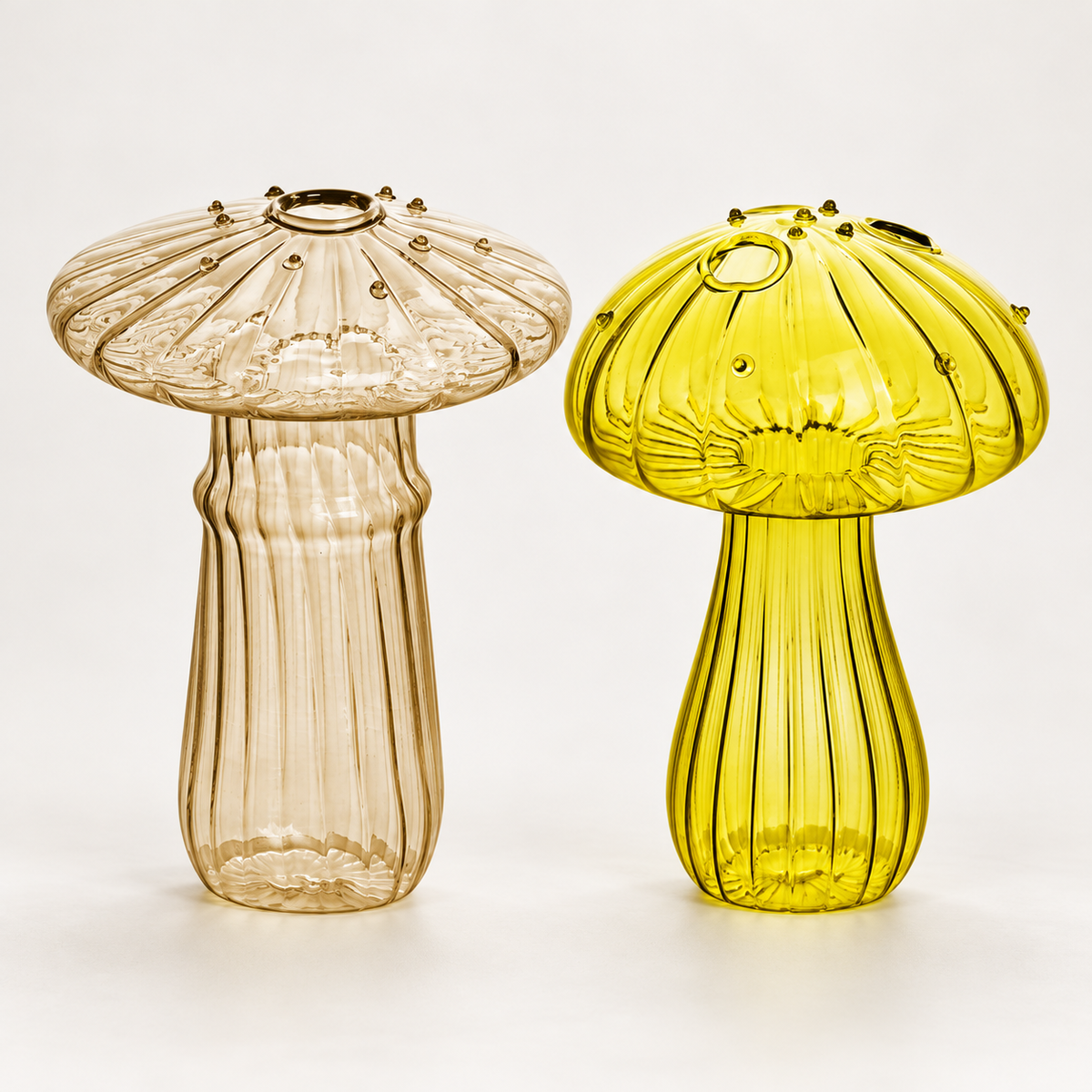 Mushroom Glass Propagation Vases, Set of 2 – Mix and Match 8 Colors, Glass Bud Vases for Cuttings and Small Flowers