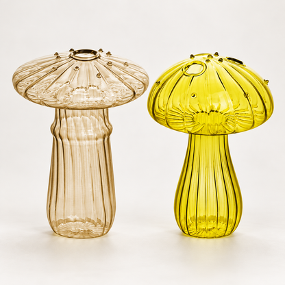 Mushroom Glass Propagation Vases, Set of 2 – Mix and Match 8 Colors, Glass Bud Vases for Cuttings and Small Flowers