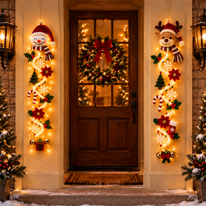 ⏳ Last Day 49% OFF – 🎄MerryCascade™ Glowing Christmas Door Hanger | 6 Festive Light Designs✨