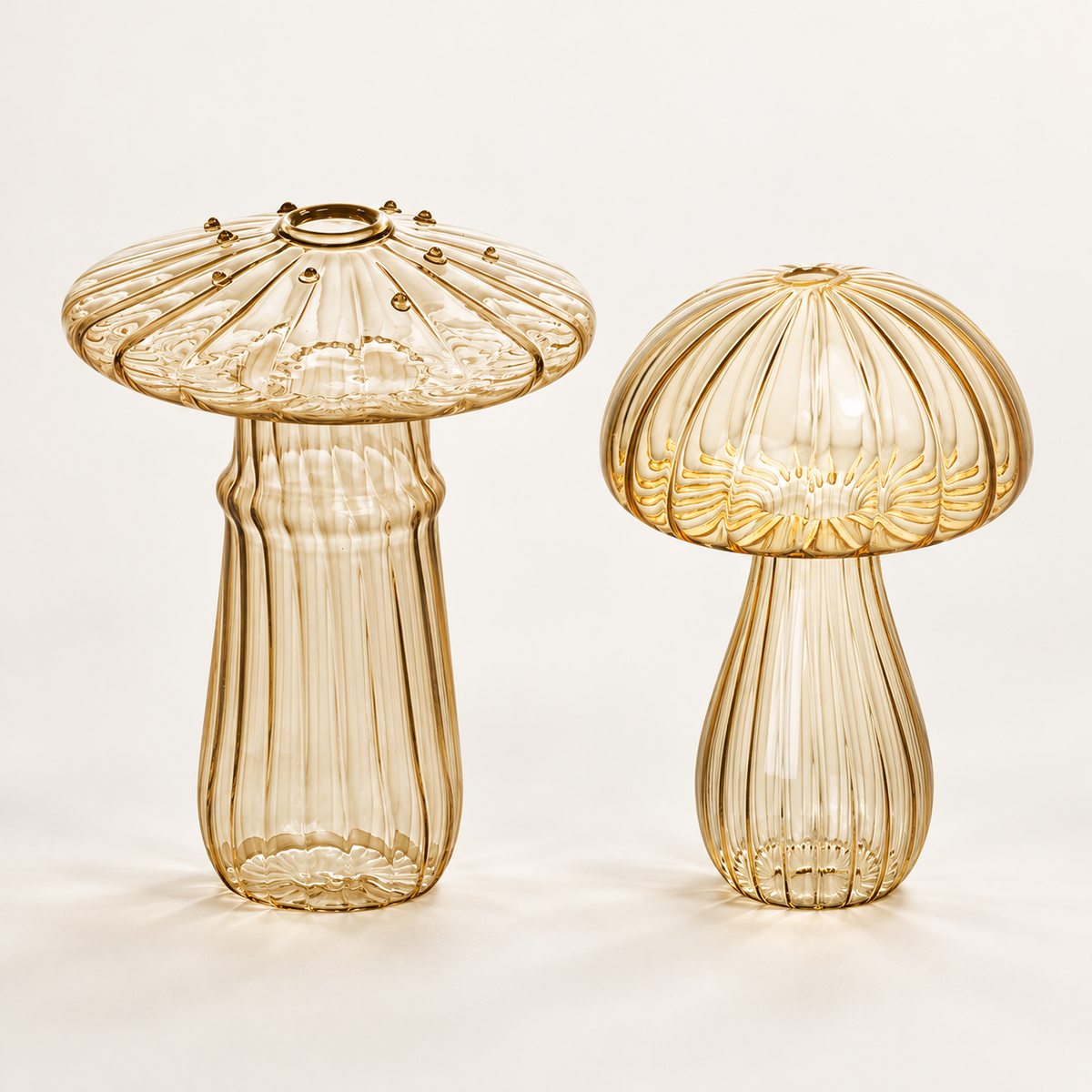 Mushroom Glass Propagation Vases, Set of 2 – Mix and Match 8 Colors, Glass Bud Vases for Cuttings and Small Flowers