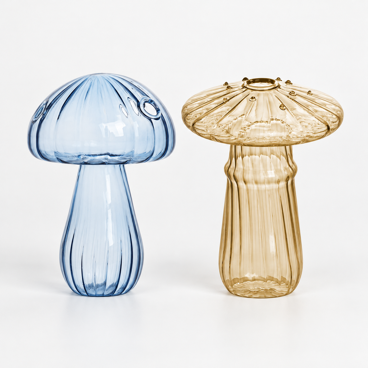Mushroom Glass Propagation Vases, Set of 2 – Mix and Match 8 Colors, Glass Bud Vases for Cuttings and Small Flowers