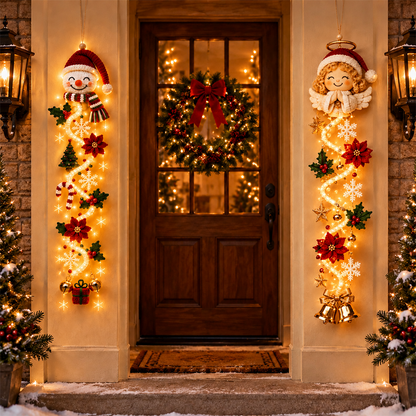 ⏳ Last Day 49% OFF – 🎄MerryCascade™ Glowing Christmas Door Hanger | 6 Festive Light Designs✨