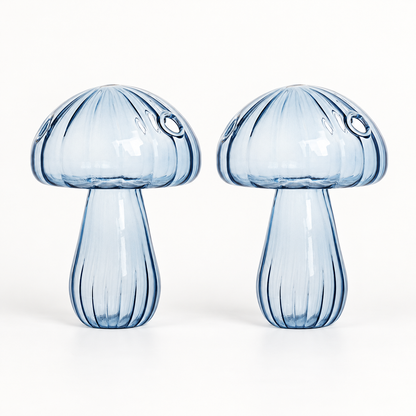 Mushroom Glass Propagation Vases, Set of 2 – Mix and Match 8 Colors, Glass Bud Vases for Cuttings and Small Flowers