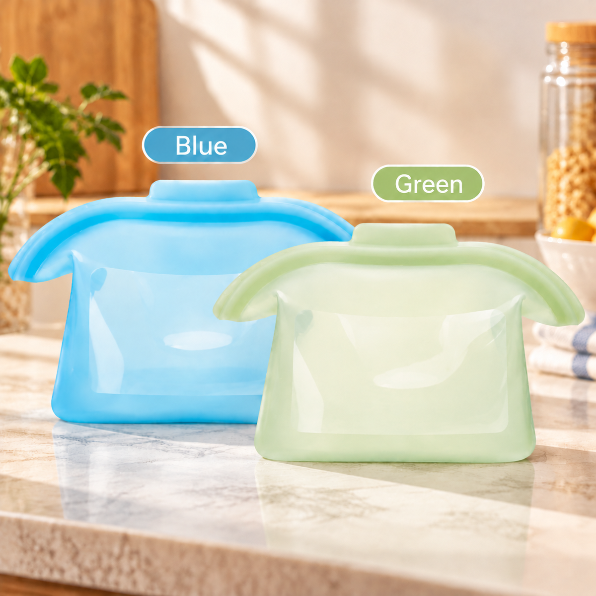 ✨ Kitchen Must-Have:🥑 Silicone Food Storage Bags - Keep Food Fresh Longer, Leak-Proof & Reusable