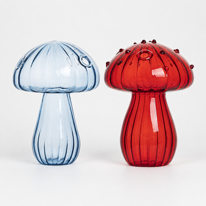 Mushroom Glass Propagation Vases, Set of 2 – Mix and Match 8 Colors, Glass Bud Vases for Cuttings and Small Flowers