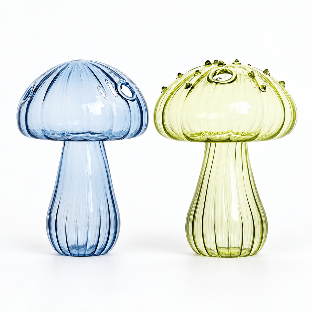 Mushroom Glass Propagation Vases, Set of 2 – Mix and Match 8 Colors, Glass Bud Vases for Cuttings and Small Flowers