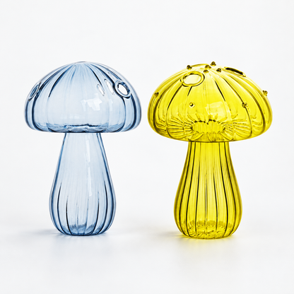 Mushroom Glass Propagation Vases, Set of 2 – Mix and Match 8 Colors, Glass Bud Vases for Cuttings and Small Flowers