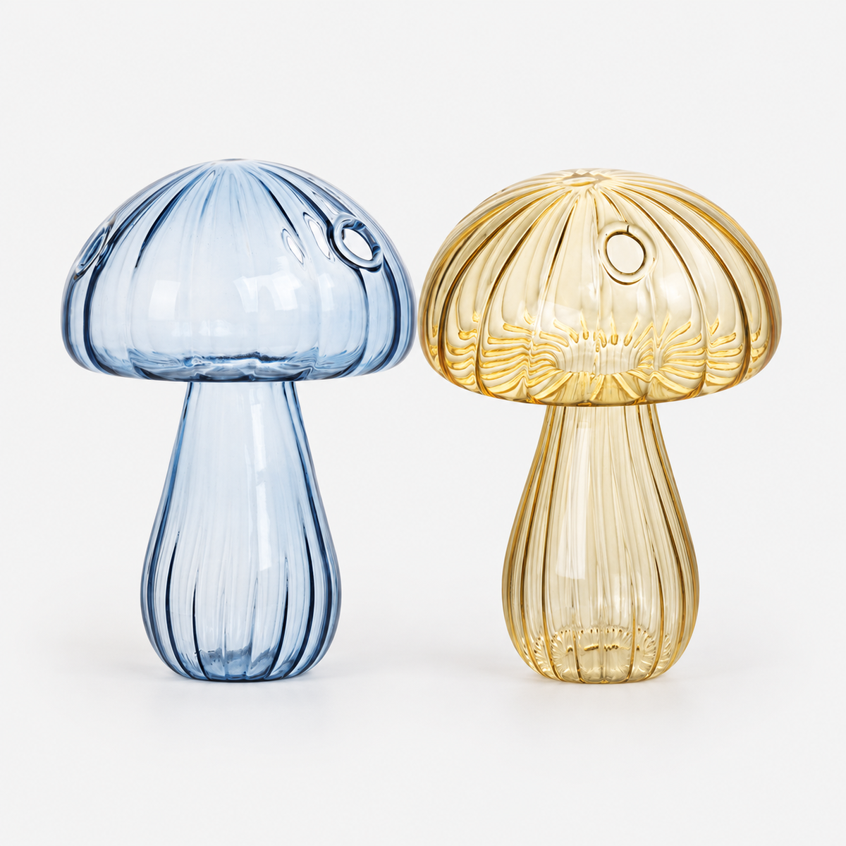 Mushroom Glass Propagation Vases, Set of 2 – Mix and Match 8 Colors, Glass Bud Vases for Cuttings and Small Flowers