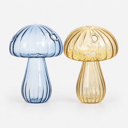 Mushroom Glass Propagation Vases, Set of 2 – Mix and Match 8 Colors, Glass Bud Vases for Cuttings and Small Flowers