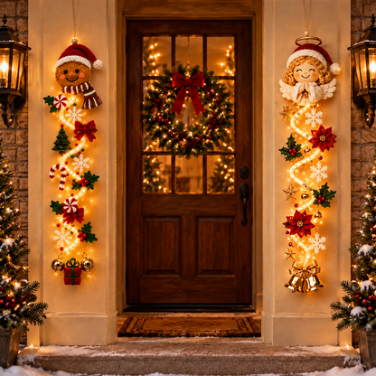 ⏳ Last Day 49% OFF – 🎄MerryCascade™ Glowing Christmas Door Hanger | 6 Festive Light Designs✨