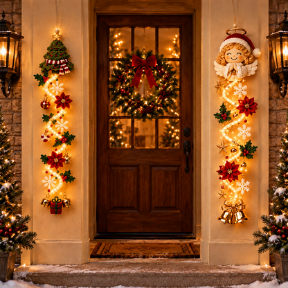 ⏳ Last Day 49% OFF – 🎄MerryCascade™ Glowing Christmas Door Hanger | 6 Festive Light Designs✨