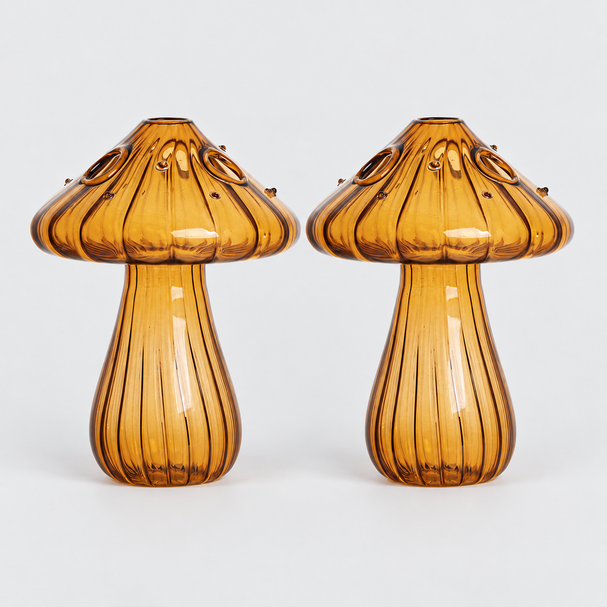 Mushroom Glass Propagation Vases, Set of 2 – Mix and Match 8 Colors, Glass Bud Vases for Cuttings and Small Flowers