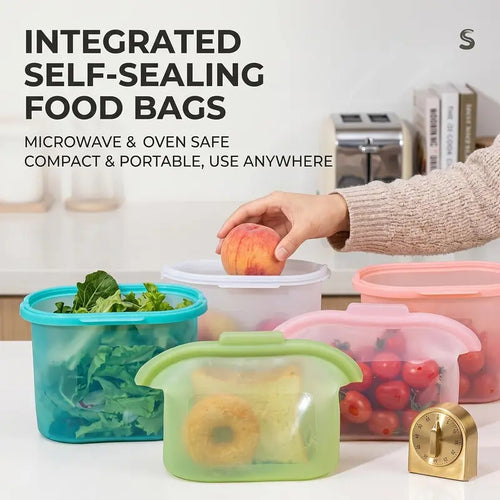 ✨ Kitchen Must-Have:🥑 Silicone Food Storage Bags - Keep Food Fresh Longer, Leak-Proof & Reusable
