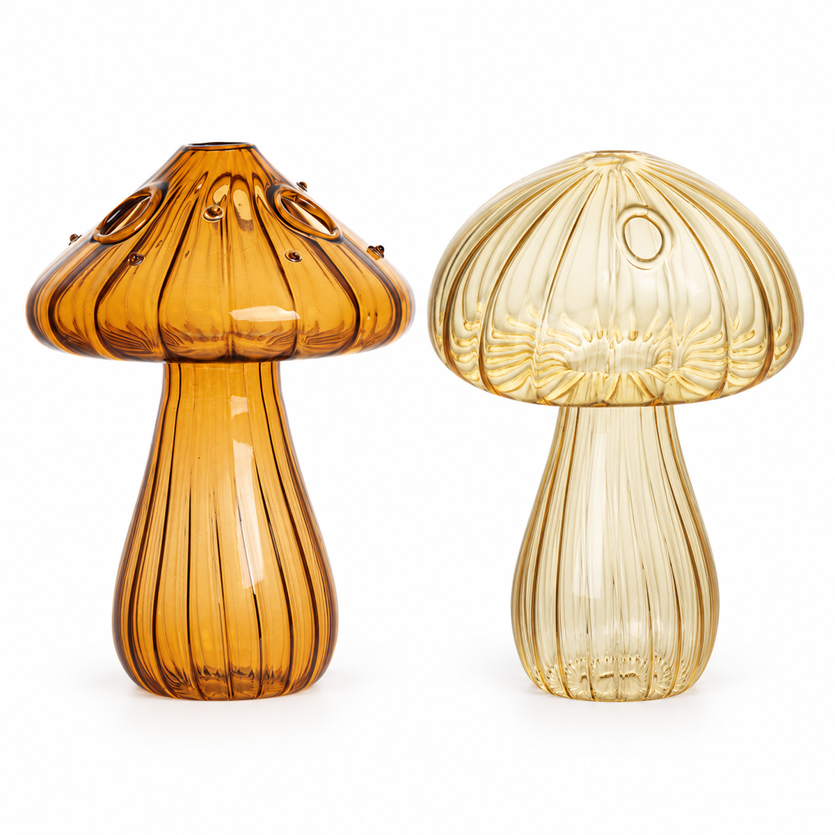 Mushroom Glass Propagation Vases, Set of 2 – Mix and Match 8 Colors, Glass Bud Vases for Cuttings and Small Flowers