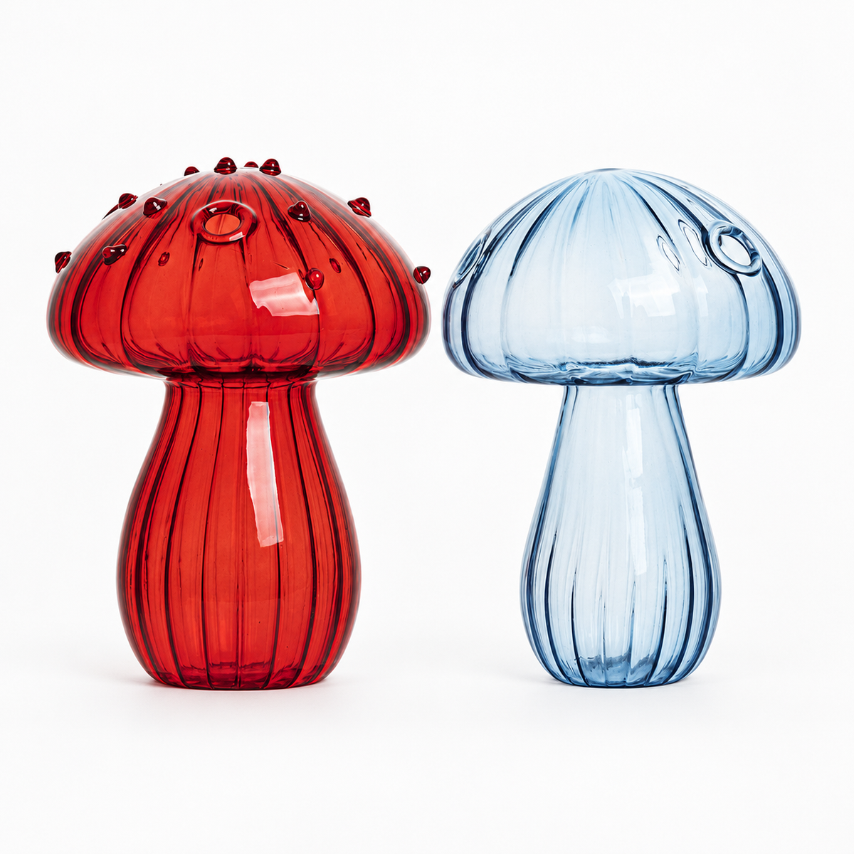 Mushroom Glass Propagation Vases, Set of 2 – Mix and Match 8 Colors, Glass Bud Vases for Cuttings and Small Flowers