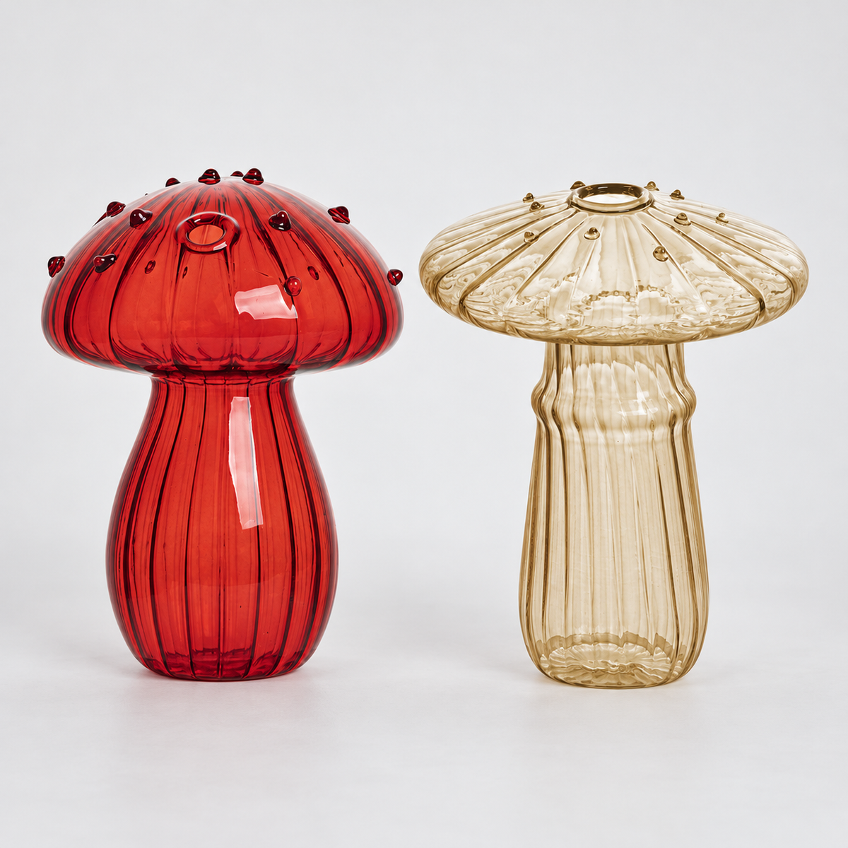Mushroom Glass Propagation Vases, Set of 2 – Mix and Match 8 Colors, Glass Bud Vases for Cuttings and Small Flowers
