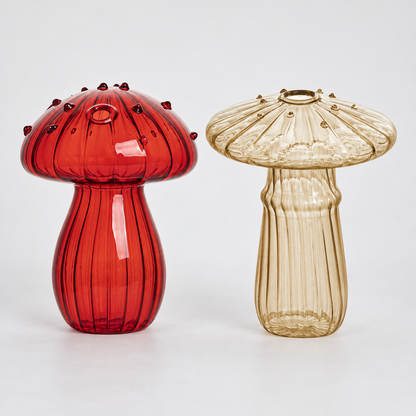 Mushroom Glass Propagation Vases, Set of 2 – Mix and Match 8 Colors, Glass Bud Vases for Cuttings and Small Flowers