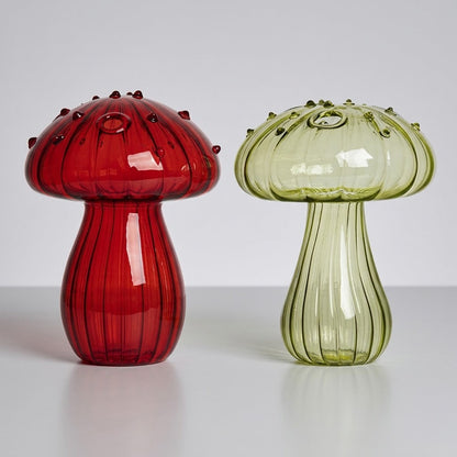 Mushroom Glass Propagation Vases, Set of 2 – Mix and Match 8 Colors, Glass Bud Vases for Cuttings and Small Flowers