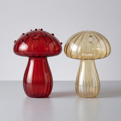 Mushroom Glass Propagation Vases, Set of 2 – Mix and Match 8 Colors, Glass Bud Vases for Cuttings and Small Flowers