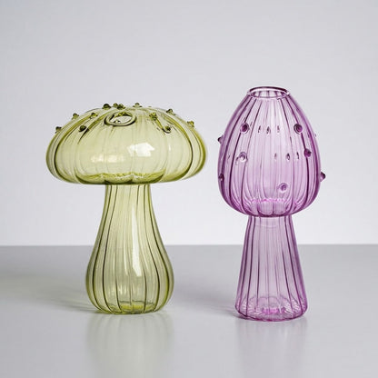Mushroom Glass Propagation Vases, Set of 2 – Mix and Match 8 Colors, Glass Bud Vases for Cuttings and Small Flowers