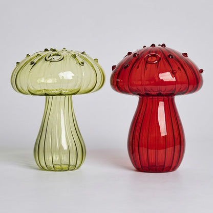 Mushroom Glass Propagation Vases, Set of 2 – Mix and Match 8 Colors, Glass Bud Vases for Cuttings and Small Flowers