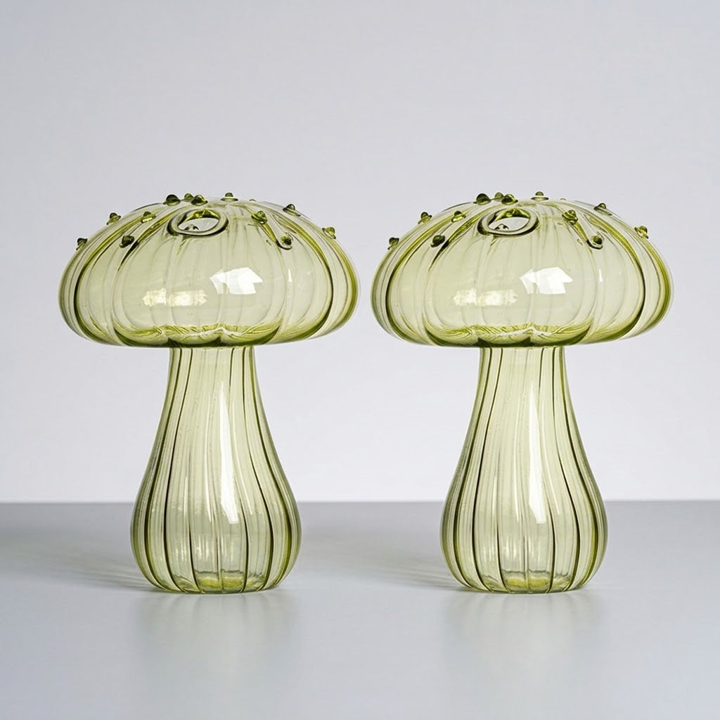 Mushroom Glass Propagation Vases, Set of 2 – Mix and Match 8 Colors, Glass Bud Vases for Cuttings and Small Flowers