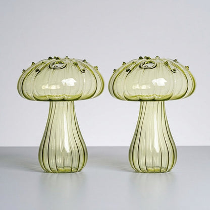 Mushroom Glass Propagation Vases, Set of 2 – Mix and Match 8 Colors, Glass Bud Vases for Cuttings and Small Flowers