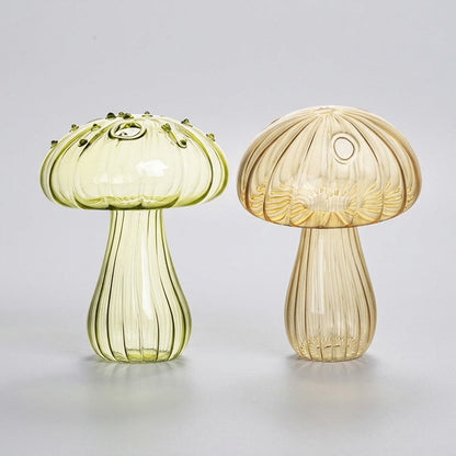 Mushroom Glass Propagation Vases, Set of 2 – Mix and Match 8 Colors, Glass Bud Vases for Cuttings and Small Flowers