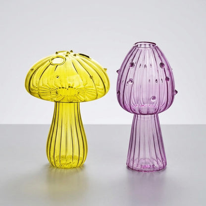 Mushroom Glass Propagation Vases, Set of 2 – Mix and Match 8 Colors, Glass Bud Vases for Cuttings and Small Flowers