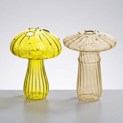 Mushroom Glass Propagation Vases, Set of 2 – Mix and Match 8 Colors, Glass Bud Vases for Cuttings and Small Flowers