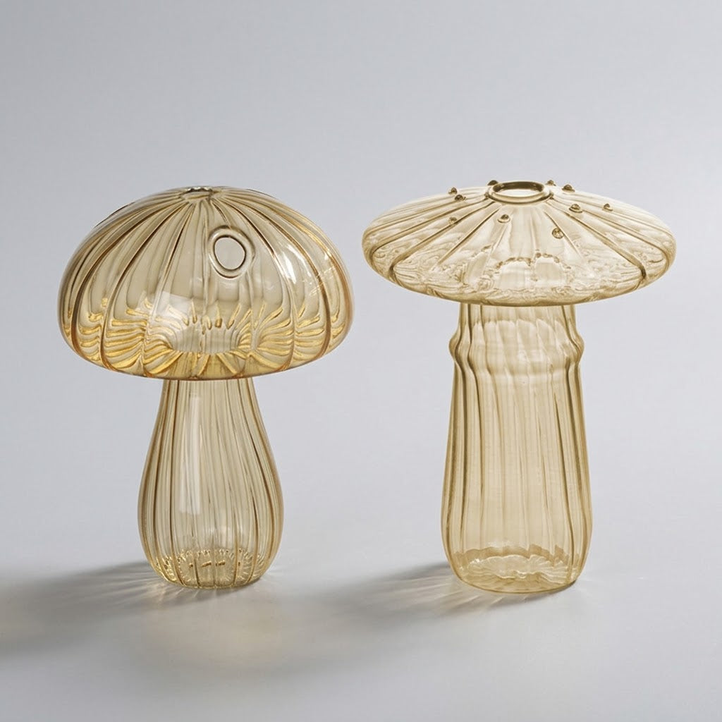 Mushroom Glass Propagation Vases, Set of 2 – Mix and Match 8 Colors, Glass Bud Vases for Cuttings and Small Flowers