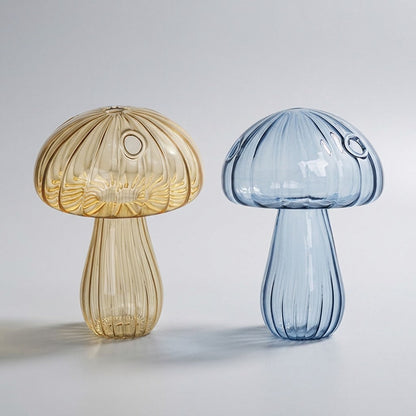 Mushroom Glass Propagation Vases, Set of 2 – Mix and Match 8 Colors, Glass Bud Vases for Cuttings and Small Flowers