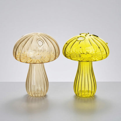 Mushroom Glass Propagation Vases, Set of 2 – Mix and Match 8 Colors, Glass Bud Vases for Cuttings and Small Flowers