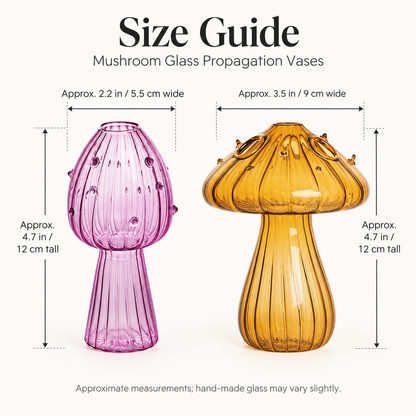 Mushroom Glass Propagation Vases, Set of 2 – Mix and Match 8 Colors, Glass Bud Vases for Cuttings and Small Flowers