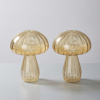 Mushroom Glass Propagation Vases, Set of 2 – Mix and Match 8 Colors, Glass Bud Vases for Cuttings and Small Flowers