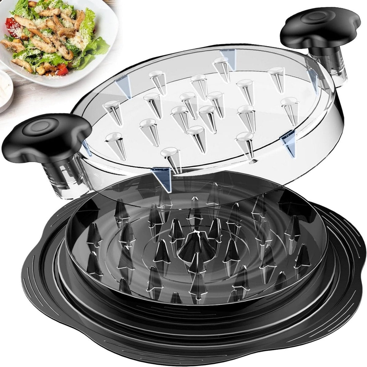 🍗 Twist Chicken Shredder Tool, Manual Meat Shredder for Pulled Pork, Beef & Chicken Breast, BPA Free Dishwasher Safe Kitchen Gadget for Meal Prep