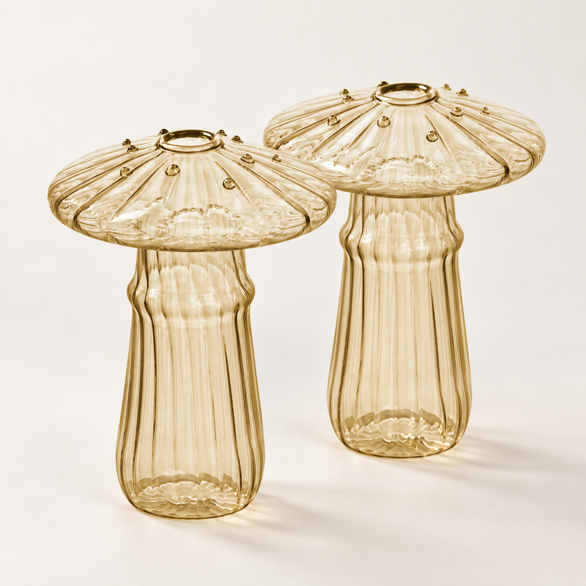 Mushroom Glass Propagation Vases, Set of 2 – Mix and Match 8 Colors, Glass Bud Vases for Cuttings and Small Flowers