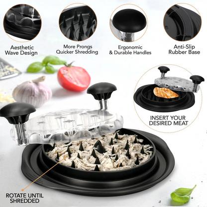 🍗 Twist Chicken Shredder Tool, Manual Meat Shredder for Pulled Pork, Beef & Chicken Breast, BPA Free Dishwasher Safe Kitchen Gadget for Meal Prep
